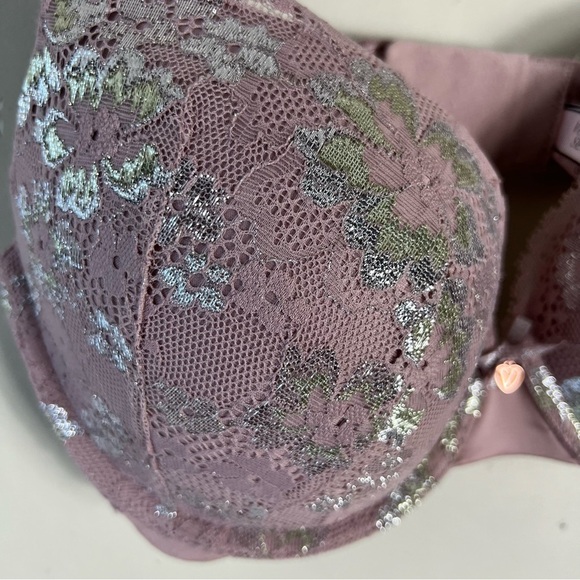 Victoria's Secret Blush Silver Lace Body by VS Perfect Shape PushUP Bra 34D NWT - Picture 6 of 11